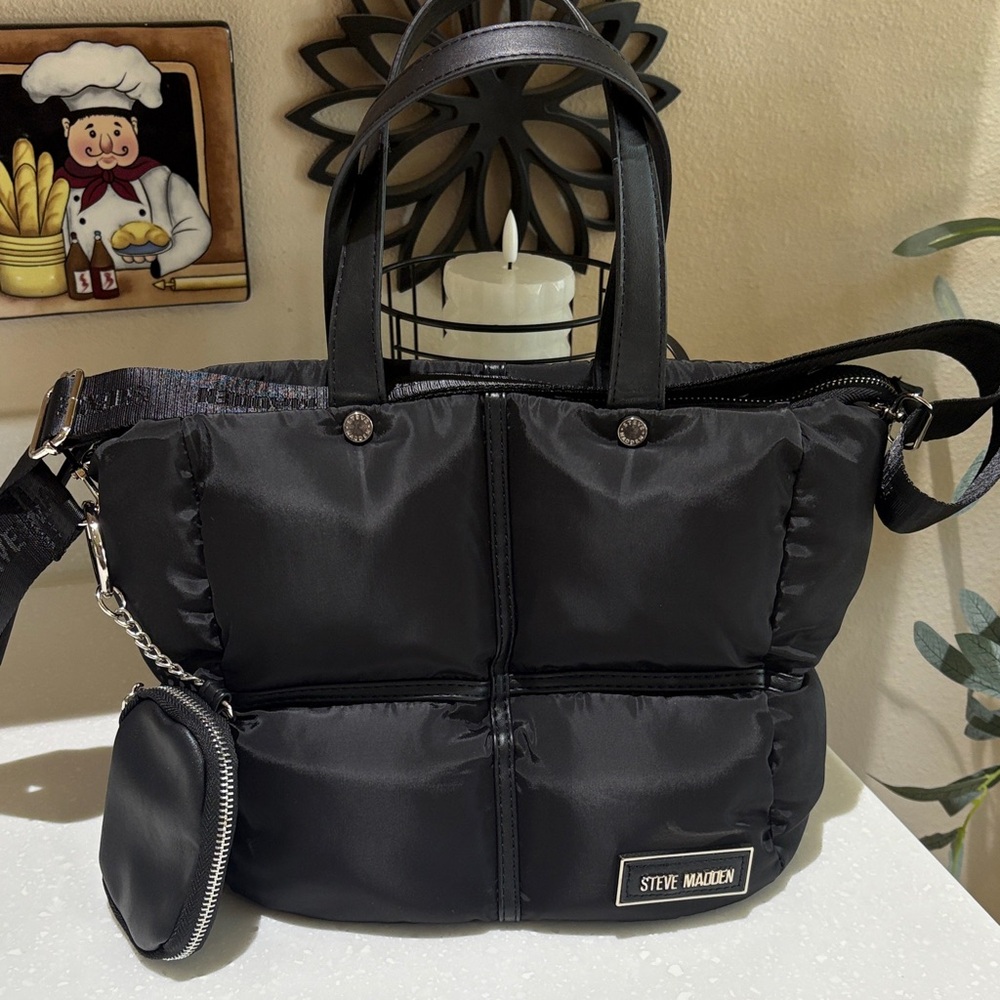 Steve Madden Black Nylon Tote Bag